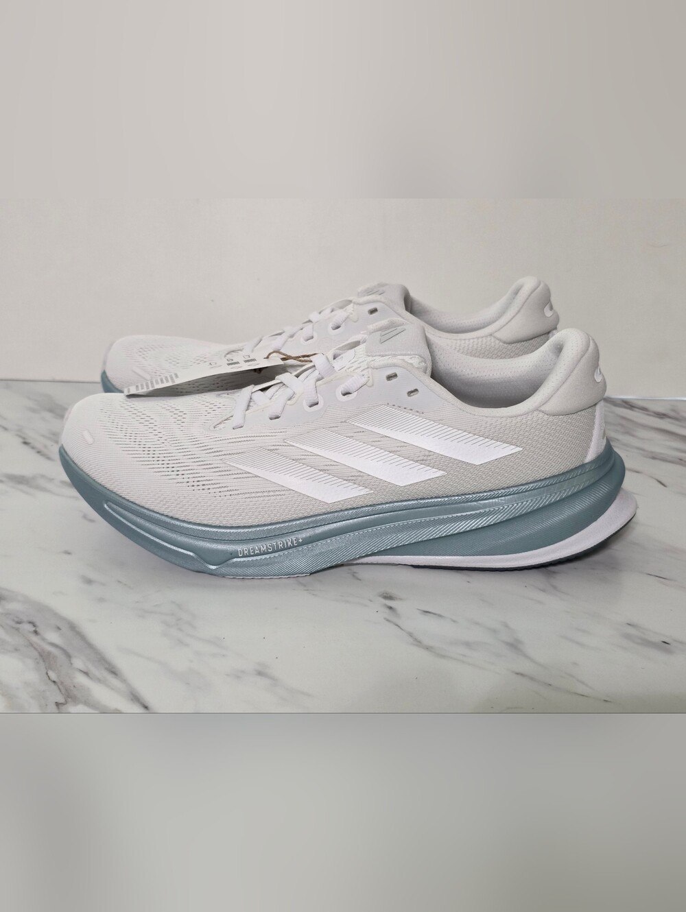 adidas Women’s Athletic Shoes - White with Light Blue Midsole